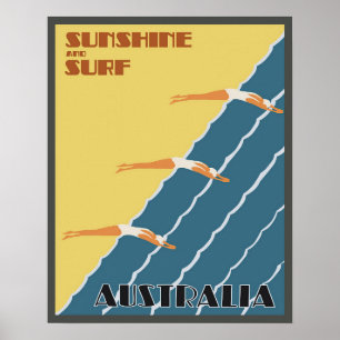 Australian Women Swimmers Vintage resor poster
