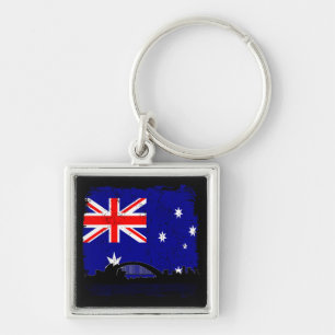 Australiana Fyrkantig Silverfärgad Nyckelring