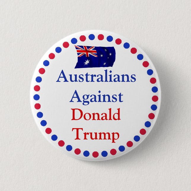 Australianer mot Donald Trump Button Knapp (Framsida)