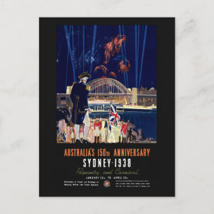 Australien 150-årsjubileum Vintageaffisch 1938 Vykort
