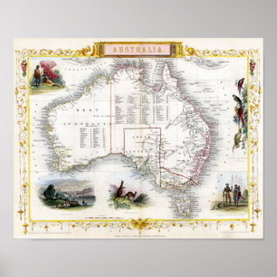 Australien 1851 karta poster