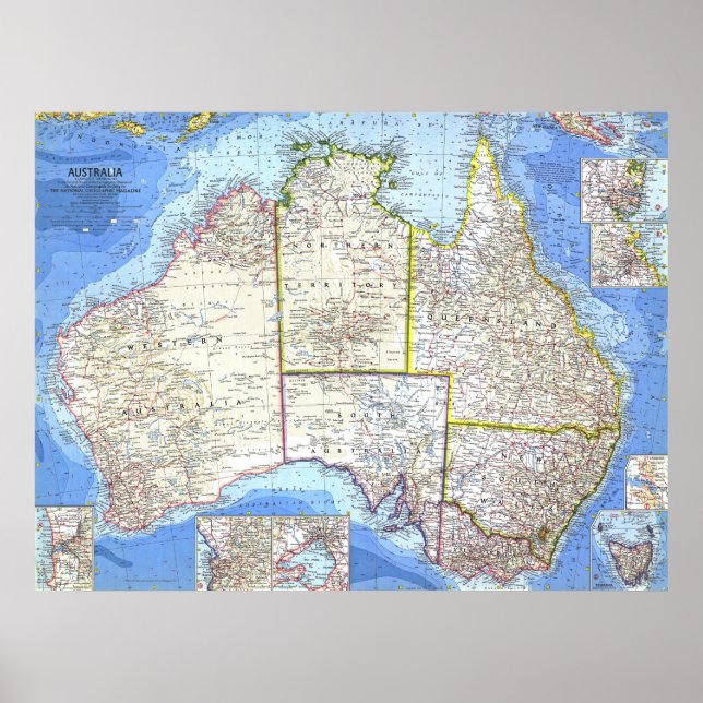 " Australien: 1963/heute - Detaillierte Karte ... Poster (Framsidan)