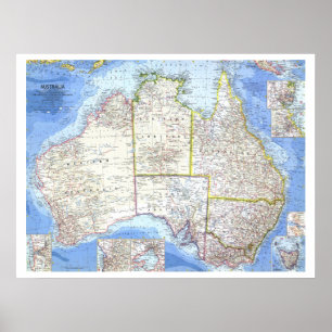 "Australien: 1963 specificerad KARTA… Poster