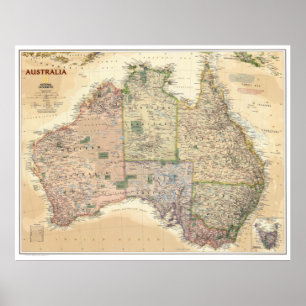 " Australien: 2009/heute - Retro Stil Landkarte Poster