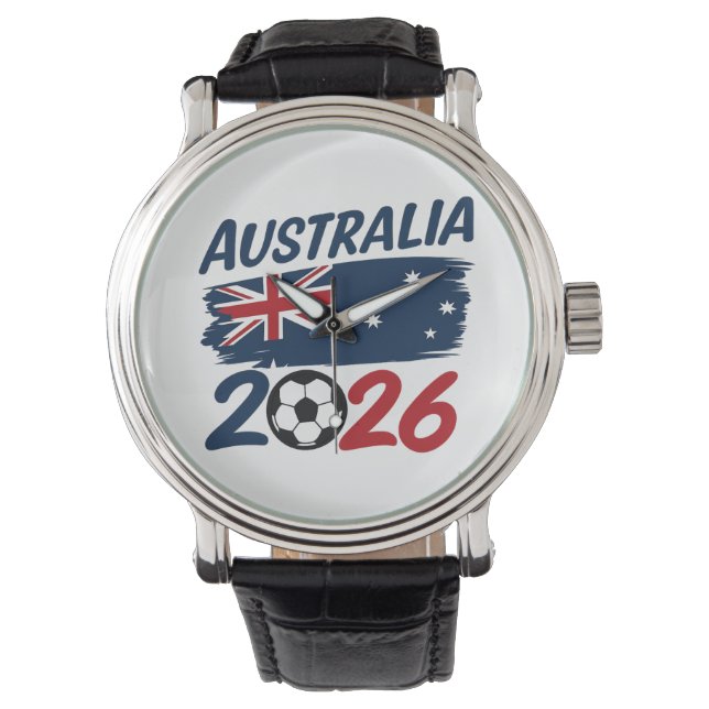 Australien 2026 Fotboll Fan Design Flaggfärger Armbandsur (Framsida)