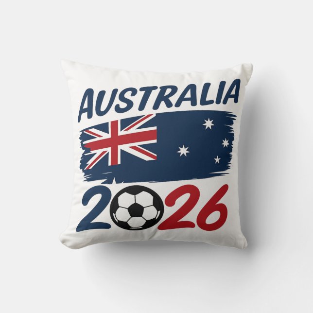 Australien 2026 Fotbollsfan Design Flaggfärger Kudde (Framsida)