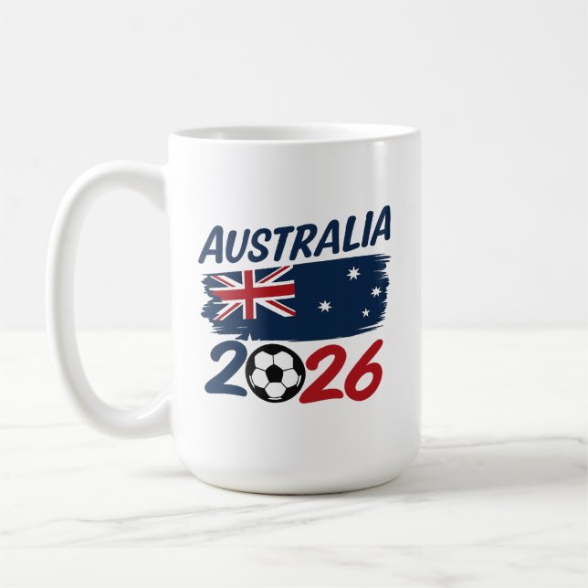 Australien 2026 Fotbollsfanans Design Flaggfärger Kaffemugg (Vänster)