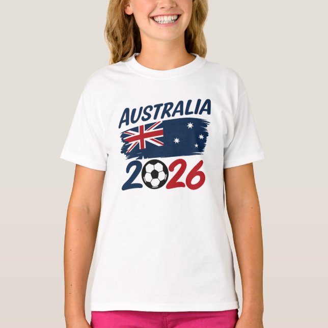 Australien 2026 Fotbollsfanans designflaggfärger T Shirt (Framsida)