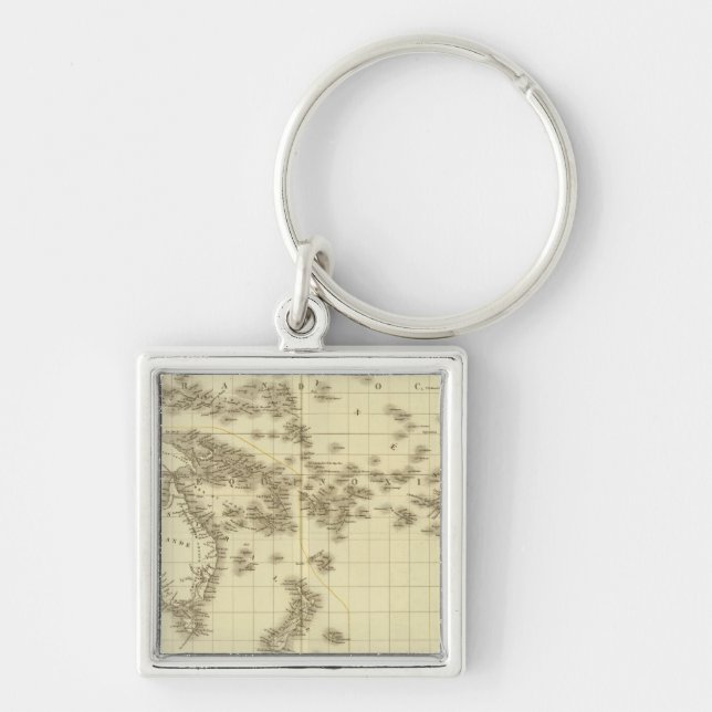 Australien 2 fyrkantig silverfärgad nyckelring (Framsidan)