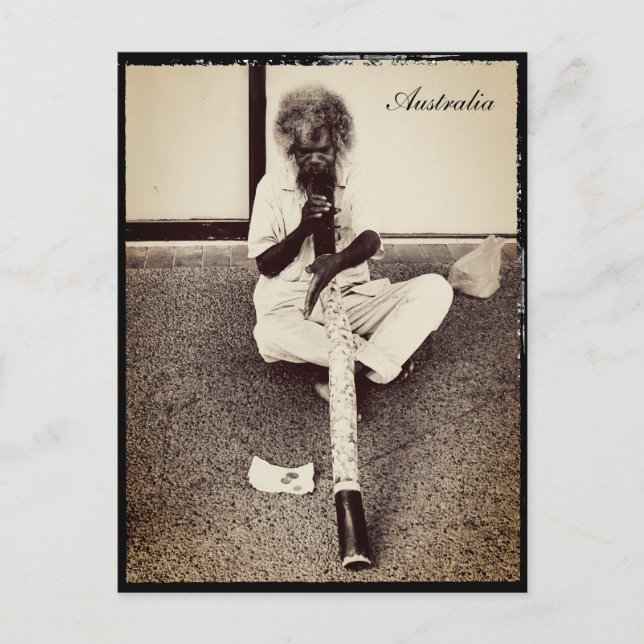 Australien, Aboriginal + Didgeridoo Vykort (Framsida)