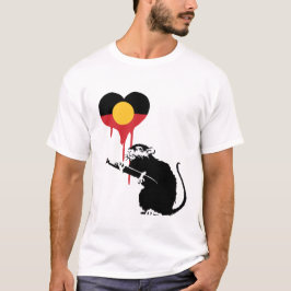 Australien Aboriginal Flagga med kärlek råtta T Shirt