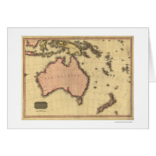 Australien Asien karta av John Pinkerton 1818 Hälsningskort