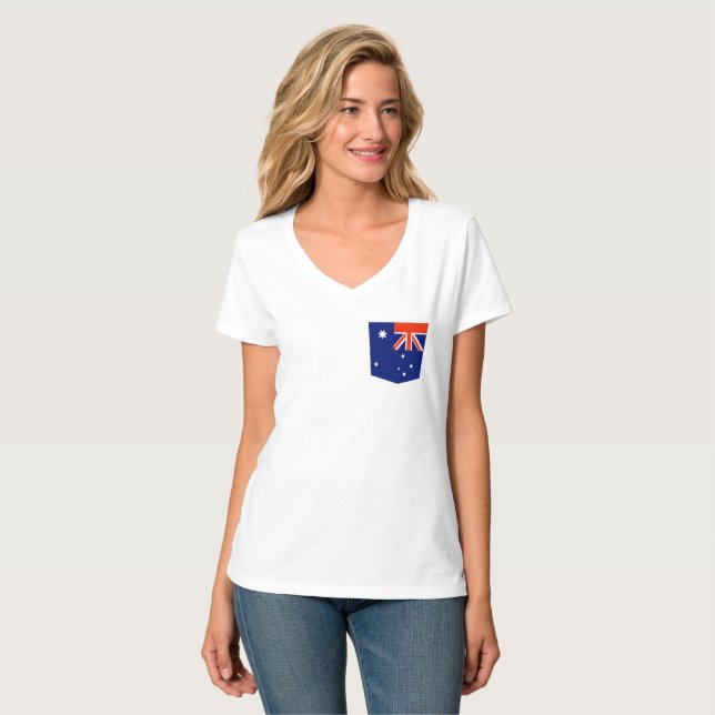 Australien, Australien Flagga Fake Pocket T Shirt (Hel framsida)