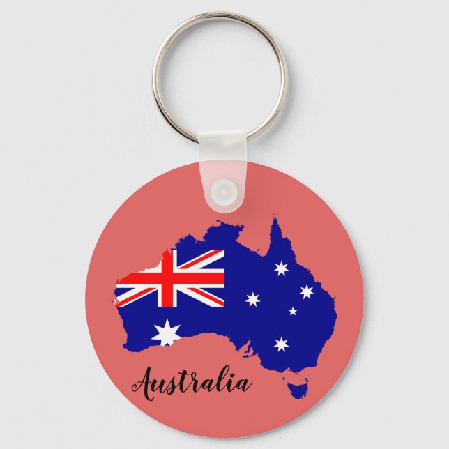 Australien Australien Flagga Karta Aussie Nyckelring (Framsida)