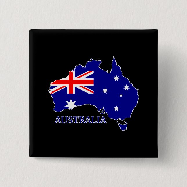 Australien Australien Flagga Karta Travel Knapp (Framsida)