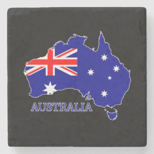 Australien Australien Flagga Karta Travel Stenunderlägg
