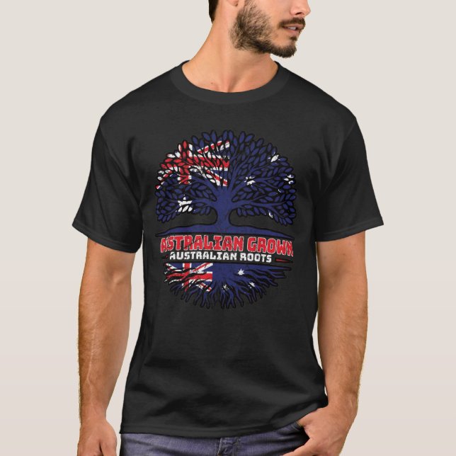 Australien Australien Träd Roots Flagga T Shirt (Framsida)