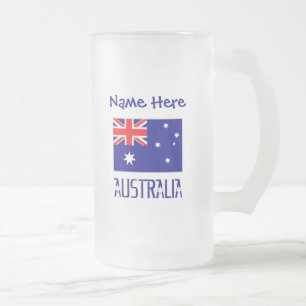 Australien Australiens flagga Blå Personlig Frostat Ölglas
