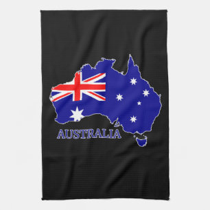 Australien Australiens Flagga Karta Resa Kökshandduk