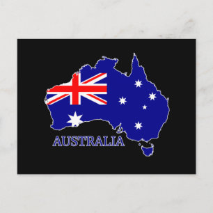 Australien Australiens Flagga Karta Resa Vykort