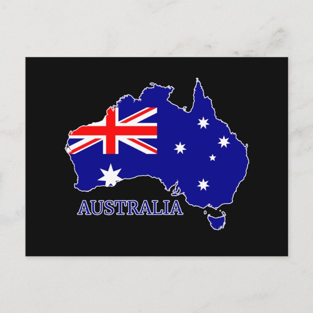 Australien Australiens Flagga Karta Resa Vykort (Framsida)