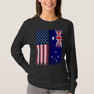 Australien Australienska Amerikanska Flaggor Stol T Shirt