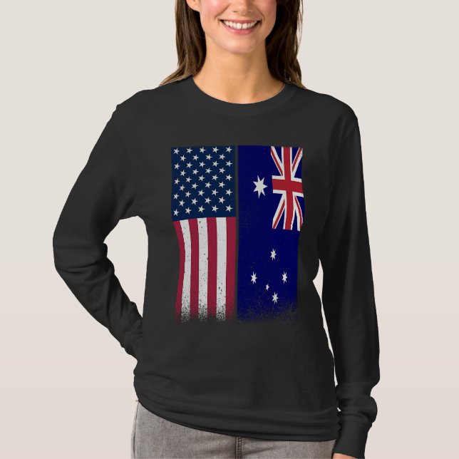 Australien  Australienska Amerikanska Flaggor Stol T Shirt (Framsida)