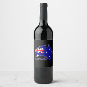 Australien Australienska Flagga Karta Resa Vinflaska Etikett