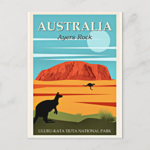 Australien, Ayers Sten, vintage resor poster Vykort