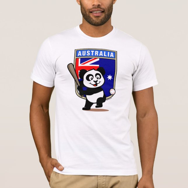 Australien Baseball Panda (ljusskjortor) T-shirt (Framsida)
