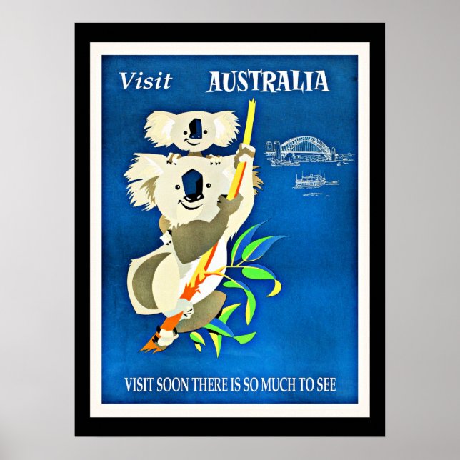 Australien - Besök Australiens illustration av vin Poster (Framsidan)