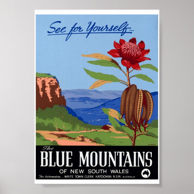 Australien Blue Mountains Återställd Vintageaffisc Poster (Framsidan)