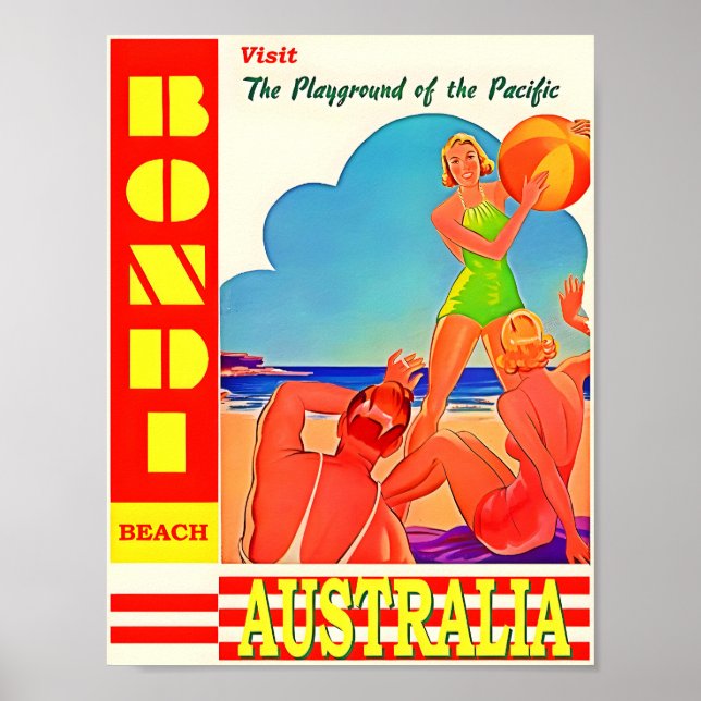 Australien Bondi-Beach Travel Poster (Framsidan)