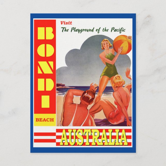 Australien Bondi Beach Vintage resor vykort (Framsida)