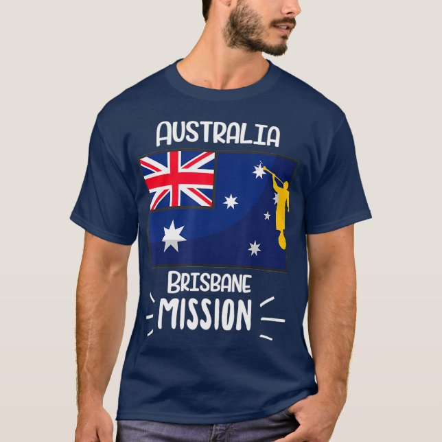 Australien Brisbane Mormon LDS Uppdrag missionär T Shirt (Framsida)