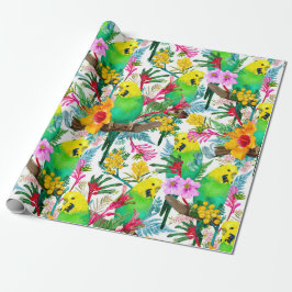 Australien Budgerigar Wildblomma Mönster Presentpapper