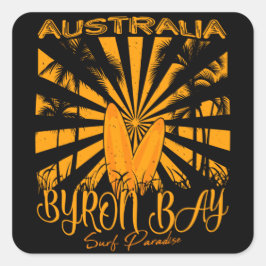 Australien Byron Bay Surfa Paradise Fyrkantigt Klistermärke