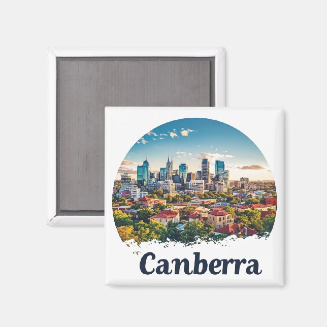 Australien Canberra Stad Solnedgång 🌅 Magnet (Front/Back)