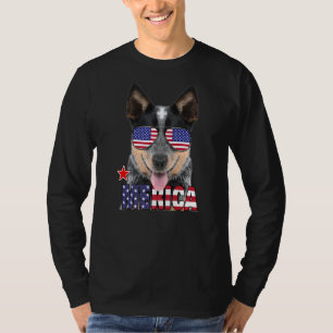 Australien Cattle Hund American Flagga Sunglasses T Shirt