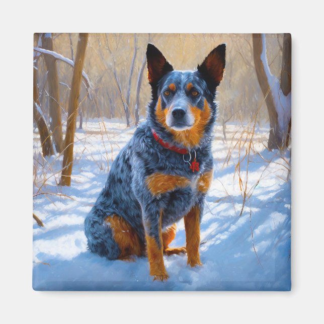 Australien Cattle Låt det snöa jul Magnet (Framsidan)