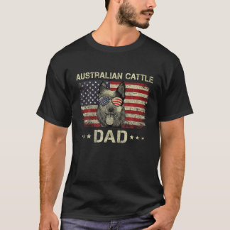 Australien Cattle Pappa Hundälskares American Flag T Shirt