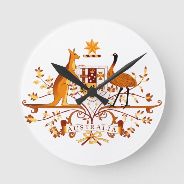 Australien COA Brown Rund Klocka (Framsida)