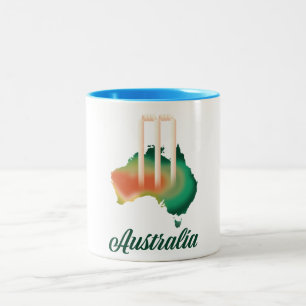 Australien Cricket karta. Två-Tonad Mugg