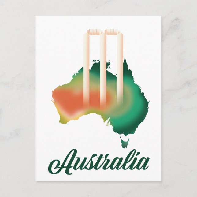 Australien Cricket karta. Vykort (Framsida)