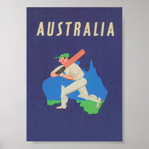 Australien Cricket Vintage Sports Travel Poster
