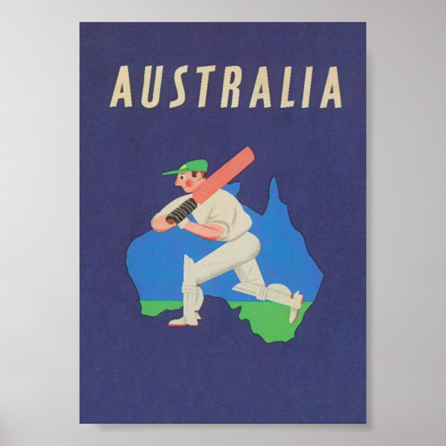 Australien Cricket Vintage Sports Travel Poster (Framsidan)