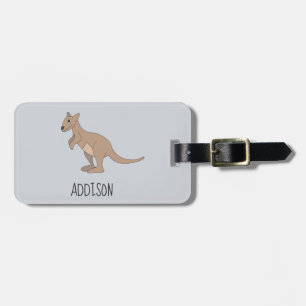 Australien Cute Kangaroo Doodle och Namn Kids Bagagebricka