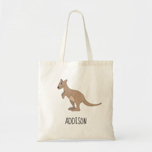 Australien Cute Kangaroo Doodle och Namn Kids Tygkasse