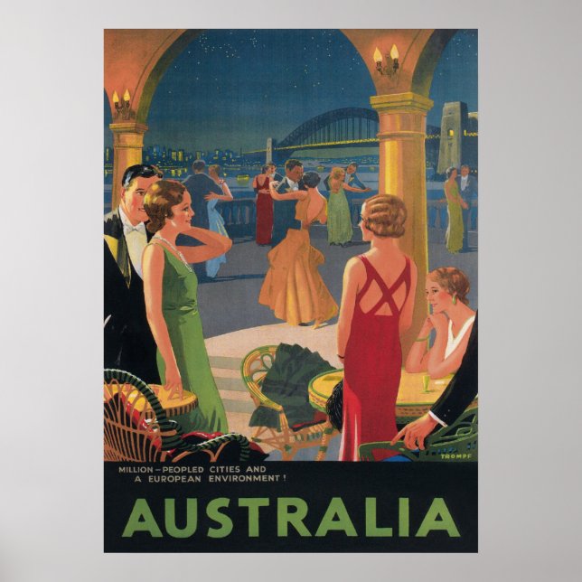 Australien, Dance Party, Vintage resor Poster (Framsidan)
