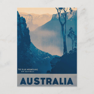 Australien, de blå bergen Vintage resor Vykort